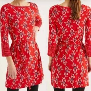 NWT Boden Amy Jersey Floral Shift Dress Red, Black & White